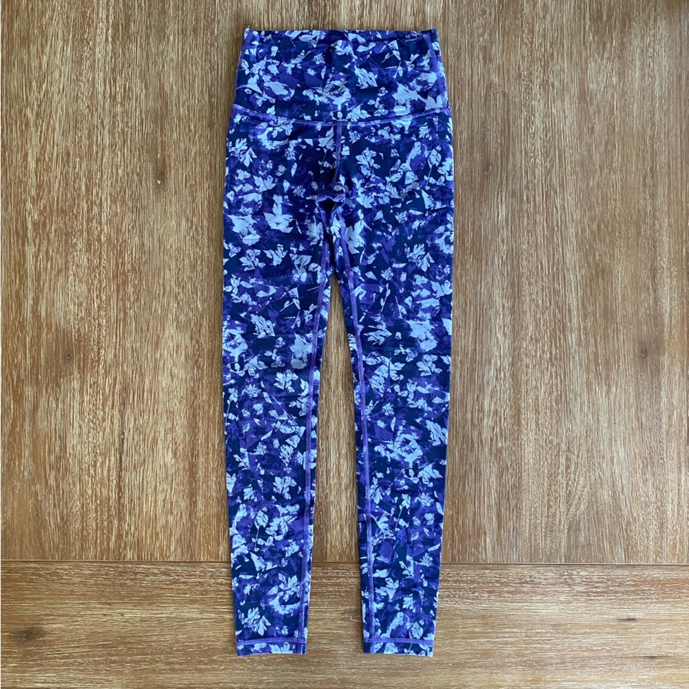 Ivivva by Lululemon Girls Navy & Purple Print High Rise Leggings Size 10